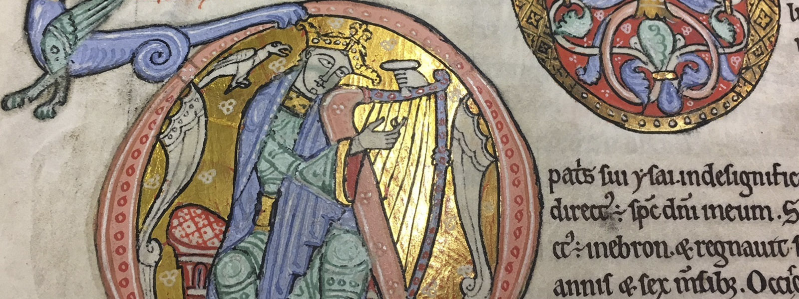 Medieval depiction of King David playing his harp.