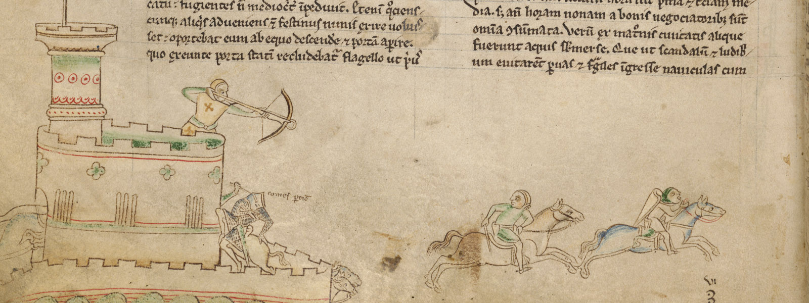 Part of the Cambridge Corpus Christi depiction of the siege of Lincoln Castle