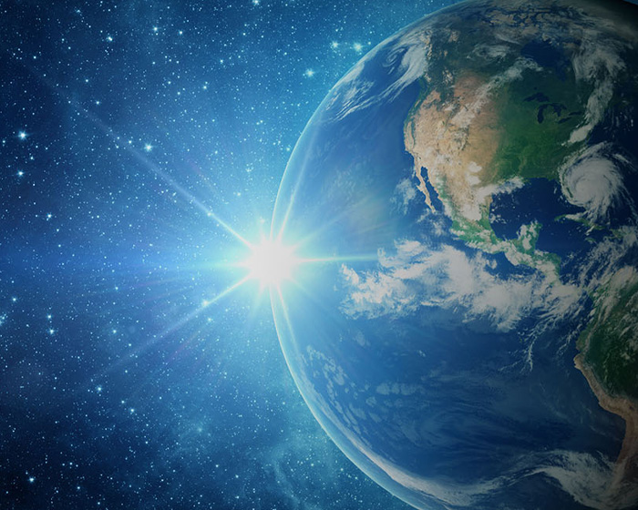 Sunrise over Earth from space