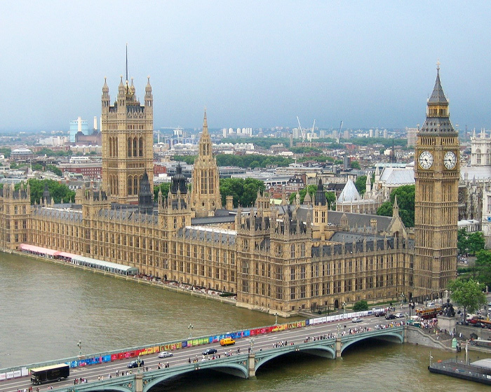 Aerial image of UK parliament