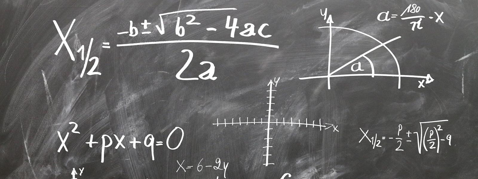 Numbers and mathematical formulae on a blackboard