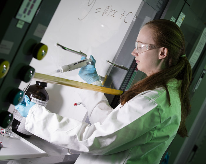 A student working in lab