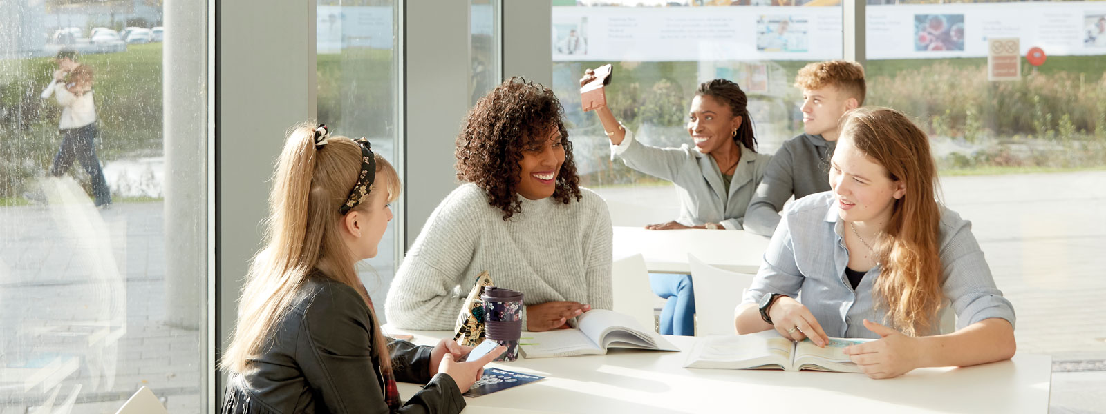 A group of students in the university cafe