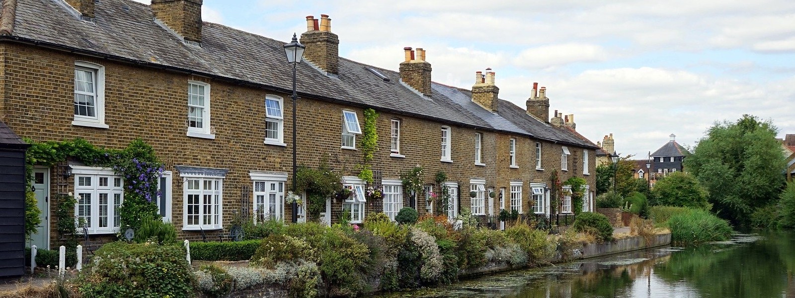 Row of old houses alongside the river