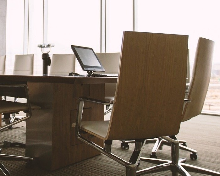 Table and chairs in an office conference room