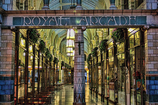 Grand entrance to a Victorian arcade