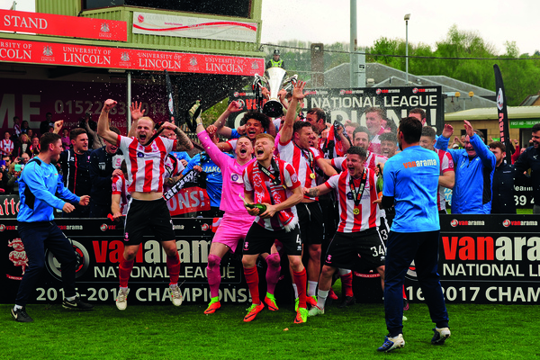 Lincoln City players celebrating