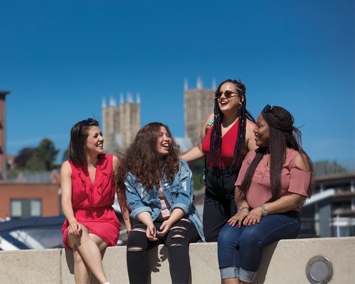 Students talking in Lincoln