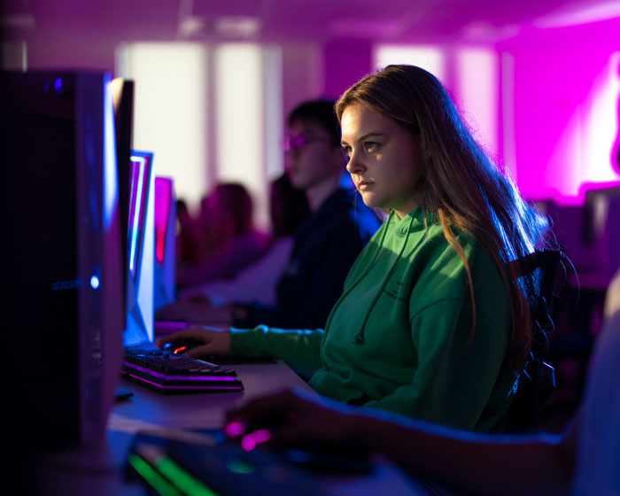 A student working on a computer