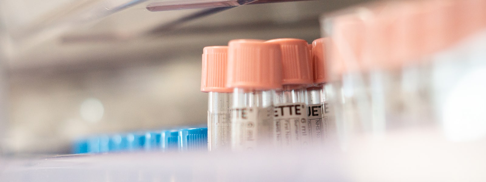 Sample tubes on a shelf